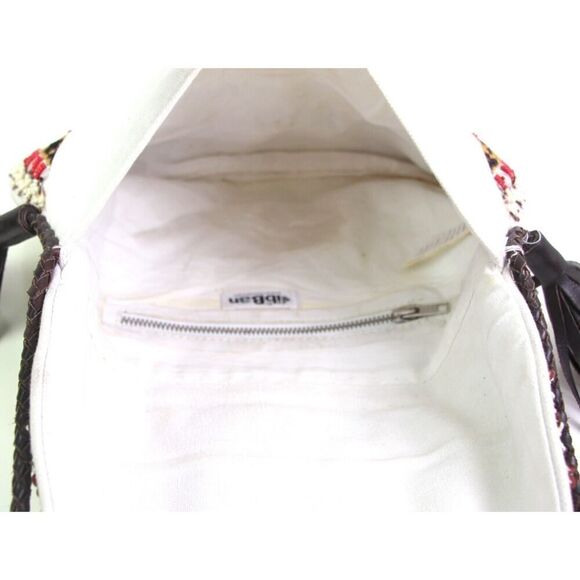 ibBan MULTICOLOR BEADED WHITE COTTON TASSELS X-BODY ENVELOP SHOULDER BAG PURSE - Picture 8 of 16